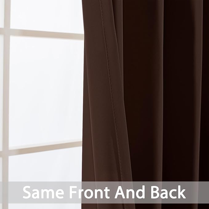 Yakamok Blackout Curtains 38x84 inch Chocolate Brown Thermal Drapes-Bedroom | 2 - Image 3