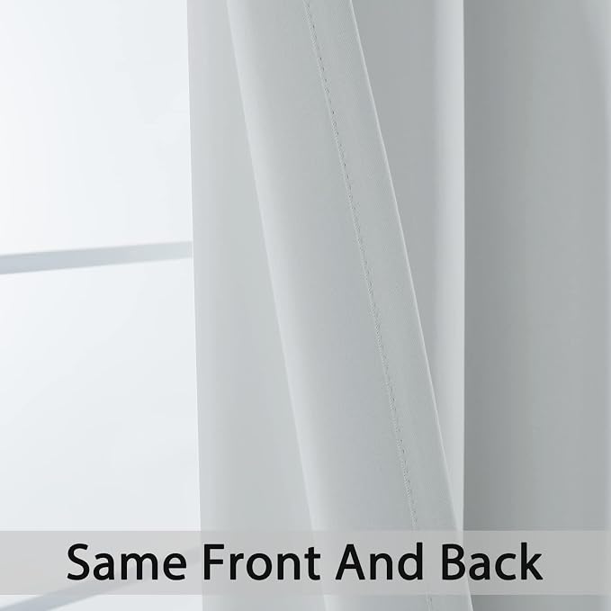 Yakamok Blackout Curtains 38x45 inch Greyish White Thermal Drapes-Bedroom | 2 - Image 3