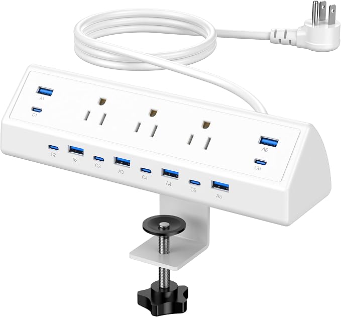 Jgstkcity 130W Desk Clamp Power Strip, 12 USB Ports, Surge Protector, ETL by Jgstkcity