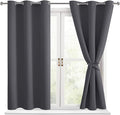 Short Blackout Curtains for Bedroom Dark Grey 38 x 45 Inch 2 Panels | Thermal by Hiasan