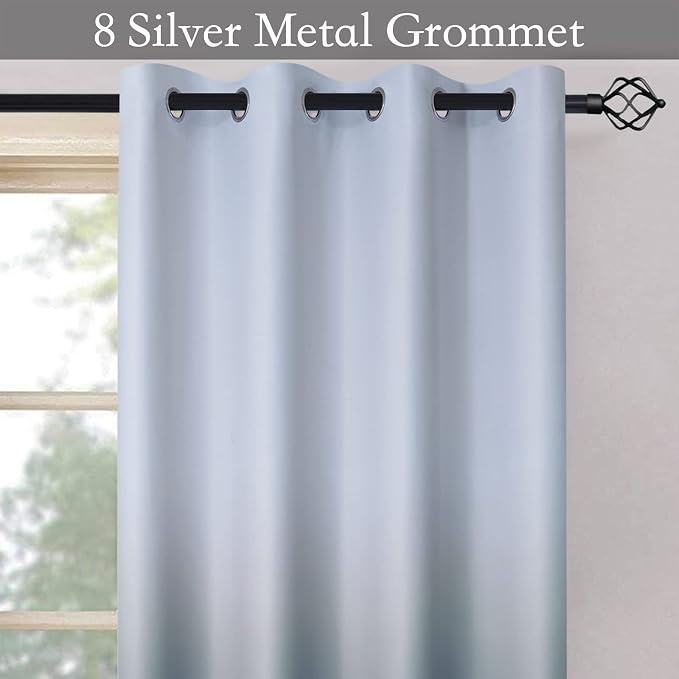 SimpleHome Ombre Gradient Navy Blue White to Gray Bedroom Curtains, 52Wx84L | - Image 3
