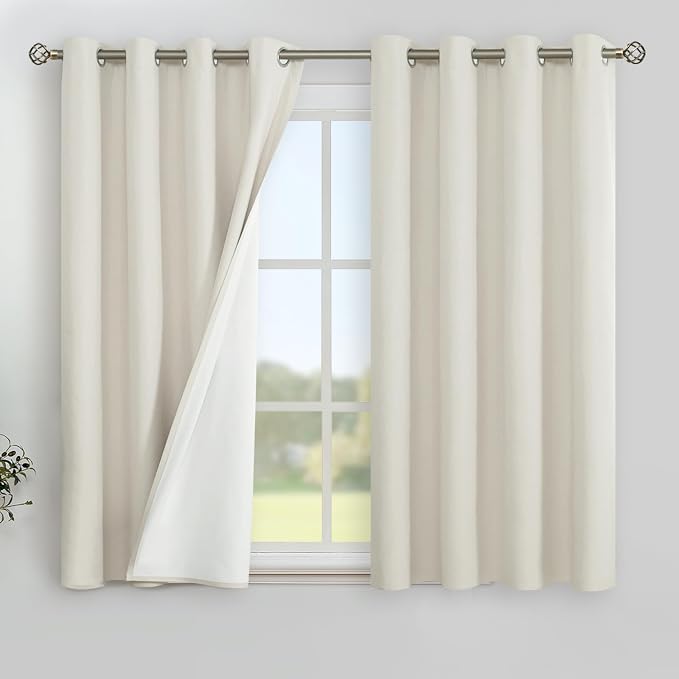 YoungsTex Linen Blackout Curtains 54 Inches Length, Full Room Darkening Short by YoungsTex