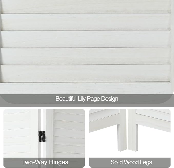 6 Panel Room Divider, Freestanding Wooden Privacy Scree | Durable paulownia wood - Image 3