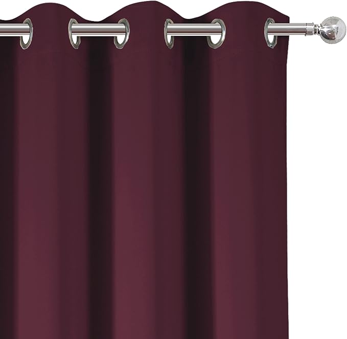100% Blackout Curtains 52 x 63 Inch/Burgundy Red Curtains 2 Panels - Image 8