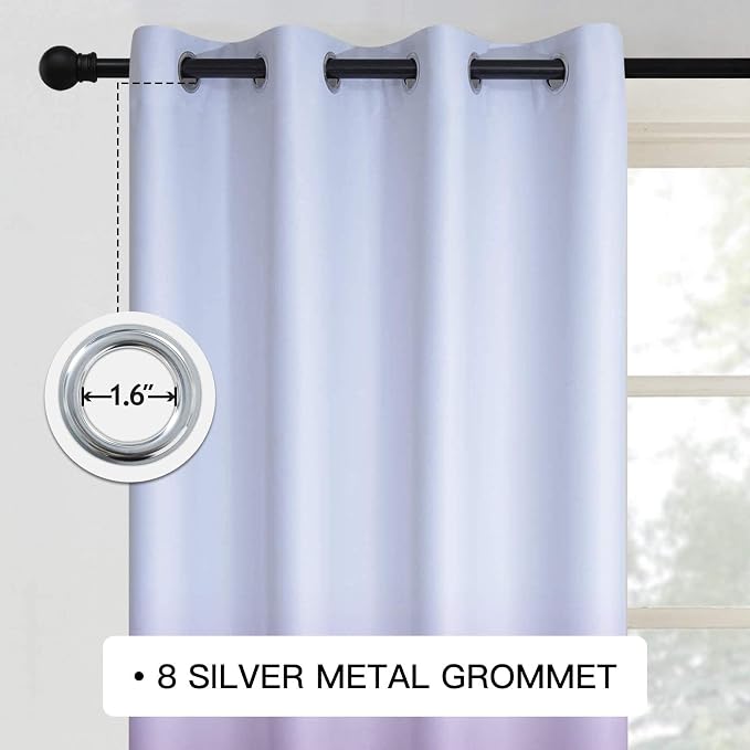 COSVIYA Grommet Ombre Room Darkening Curtains 63 inch Length 2 Panels, Gradient - Image 2