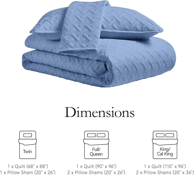FLYMME Bluish Grey Full/Queen Quilt Bedspreads, Modern Style Geometric Weave - Image 5