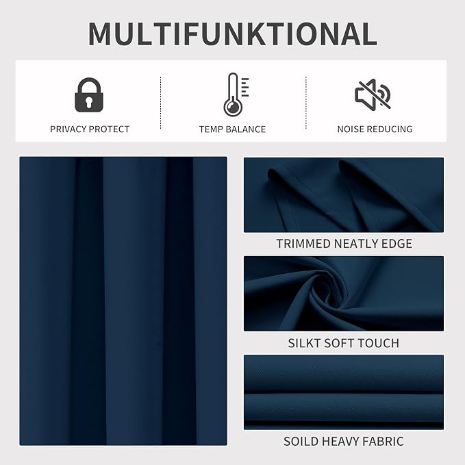 Joydeco Blackout Curtains 90 inch Long 2 Panels Set, Thermal Insulated Long - Image 3