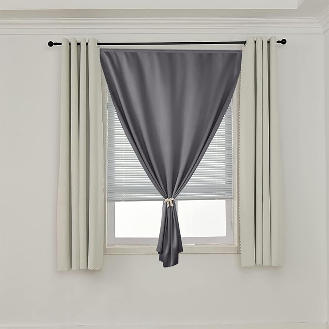 AJAZZ 100% Blackout Self Adhesive Curtains Small Window Short Temporary Black - Image 7
