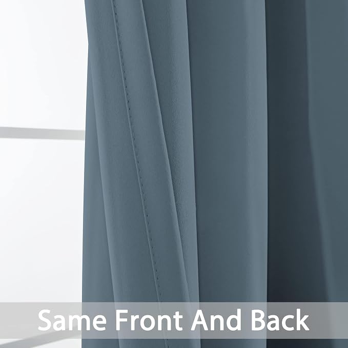 Yakamok Blackout Curtains 38x36 inch Stone Blue Thermal Drapes-Kitchen | 2 - Image 5