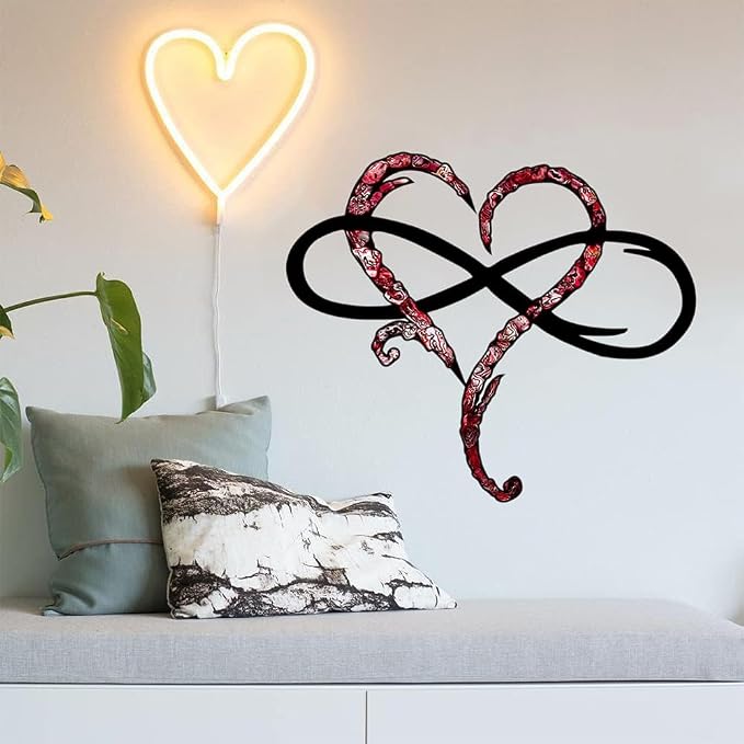 Infinity Heart Wall Decor, Unique Infinity Heart Metal Wall Art Decor Love Sign - Image 3