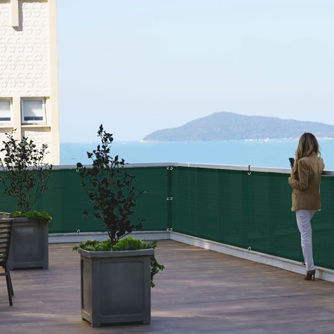 Custom Size 3'x3' Dark Green Balcony Privacy Screen 90% UV Block | Windscreen - Image 6