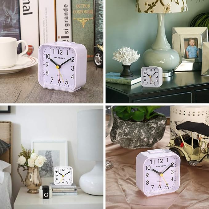 Peakeep Small Battery Operated Analog Travel Alarm Clock Silent | No Ticking - Image 6