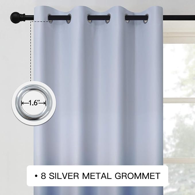 COSVIYA Grommet Ombre Room Darkening Curtains 84 inch Length 2 Panels, Gradient - Image 2