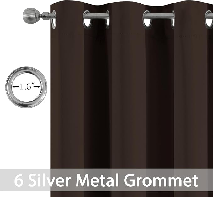 Yakamok Blackout Curtains 38x63 inch Dark Brown Thermal Drapes-Bedroom | 2 - Image 3