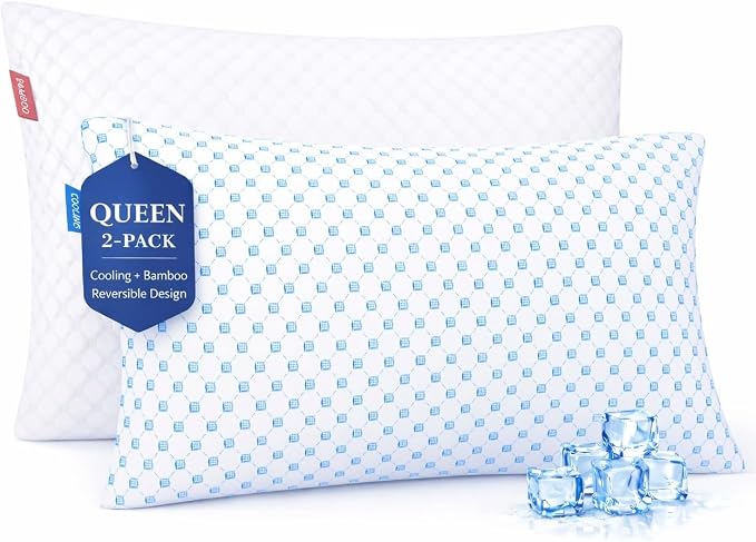 Nestl Cooling Pillows Queen Size Set of 2, Luxury Shredded Memory Foam Pillows by Nestl