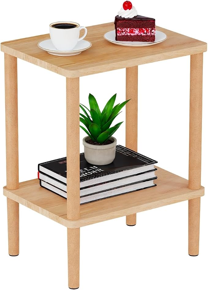 Solid Wood Side Table, Small End Table, Narrow Nightstand Bedside Table | by LUCKNOCK