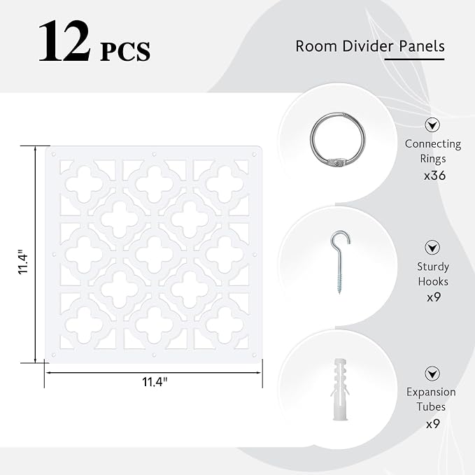 12PCS Hanging Room Divider Wall Screen Panel Room Divider Panels -Flower | - Image 2