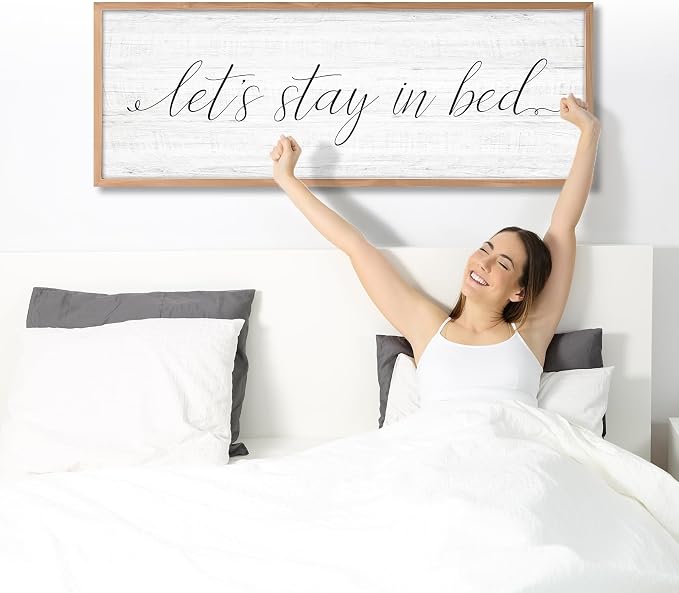 Lets Stay in Bed Wall Decor Above Bed 41.3''×15'' Large Farmhouse Wall Decor - Image 6