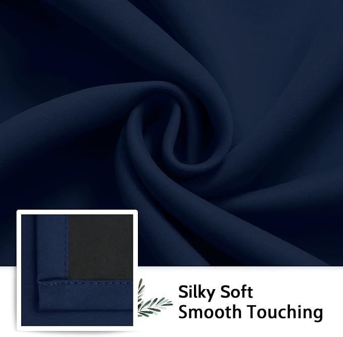 SimpleHome Navy Blue 100% Blackout Curtains Room Darkening Living Room 54 | - Image 7