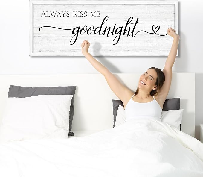 Always Kiss Me Goodnight Wall Sign Above Bed 41.3''×15'' Large Farmhouse Wall - Image 6