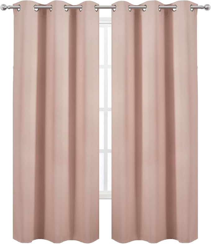 Blush Thermal Blackout Curtains/42 x 84 Inch/Set of 2 Panels Room Darkening - Image 2
