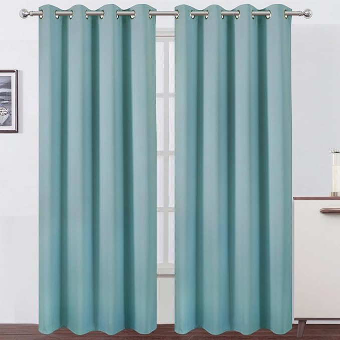 Blackout Curtains 52 x 108 inch/Stone Blue Curtains Set of 2 Panels/Thermal by Lemomo