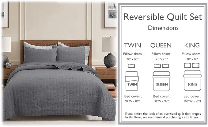 Cozy Line Home Fashions 100% Cotton 3-Piece Charcoal Gray Solid Classic Modern - Image 7