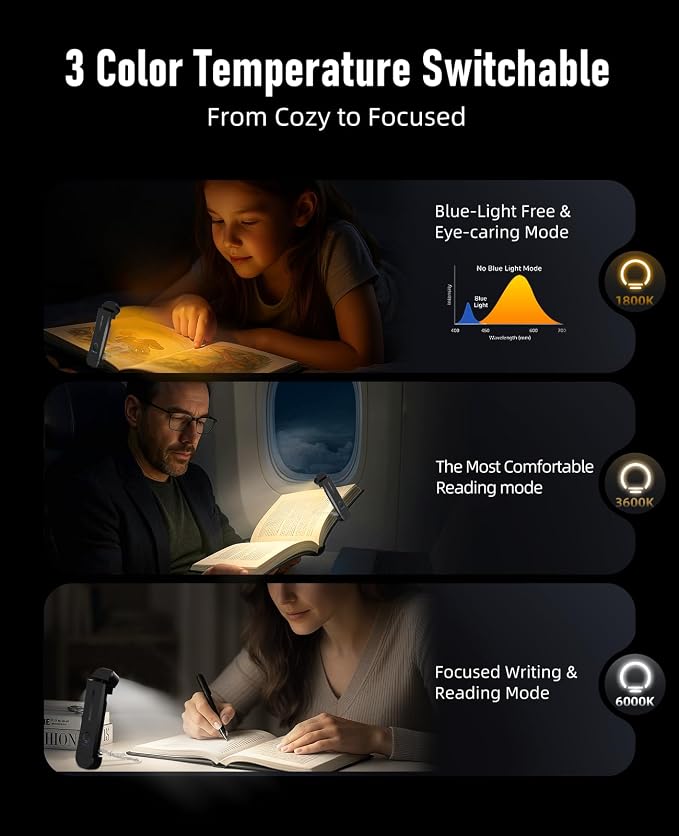 HIONXMGA Book Reading Light, Silent Touch Book Lamp - Image 3