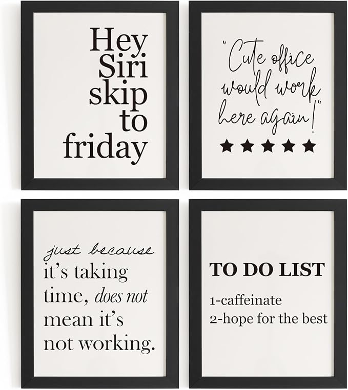 DSHFG Funny Motivational Office Wall Art Decor Prints Set of 4, 8x10 Unframed by Unknown