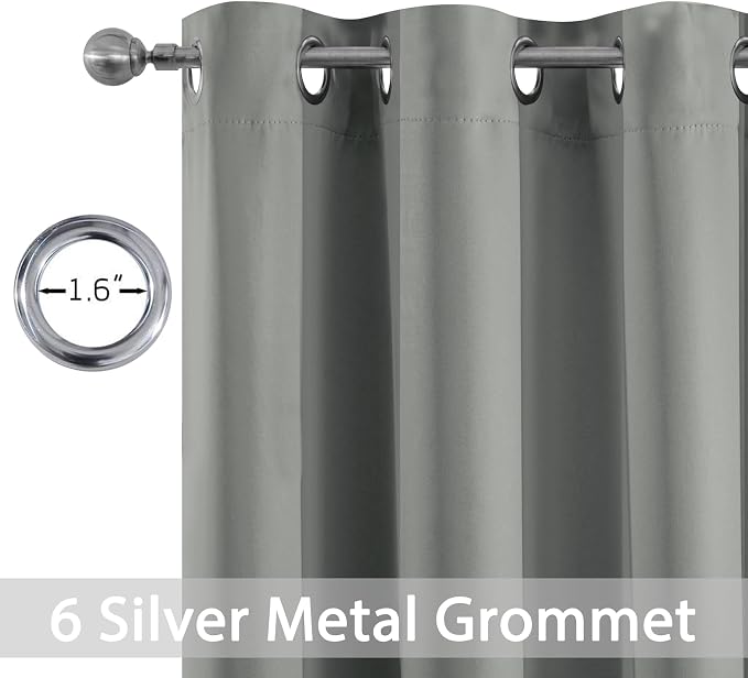 Yakamok Blackout Curtains 38x36 inch Dove Grey Thermal Drapes-Kitchen | 2 panels - Image 2