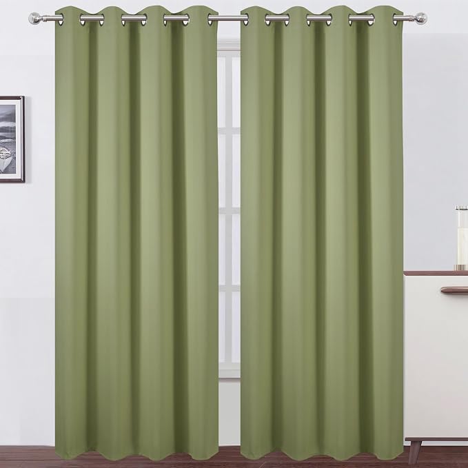 Blackout Curtains 66 x 84 inch/Sage Green Curtains Set of 2 Panels/Thermal by Lemomo