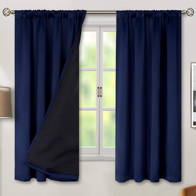 BGment Navy Blackout Curtains for Bedroom 63 Inch Length 2 Panels | Thermal by BGment