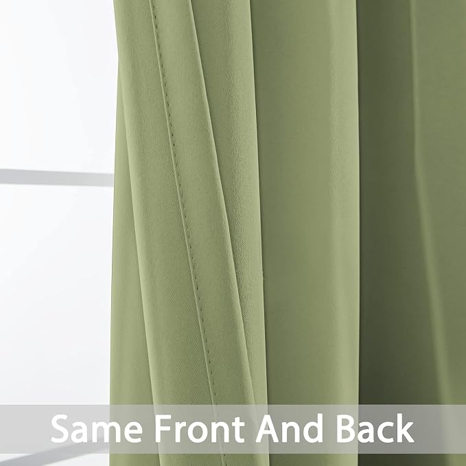 Yakamok Blackout Curtains 38x90 inch Sage Green Thermal Drapes-Bedroom | 2 - Image 5