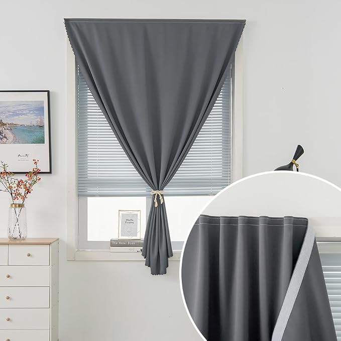 Thermal Blackout Curtains with Self-Adhesive Tape, No Rod No Drill Easy Install - Image 6