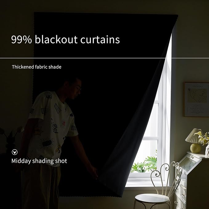AJAZZ 100% Blackout Shades Window Cover Self Adhesive Curtains Sticky Curtain - Image 6