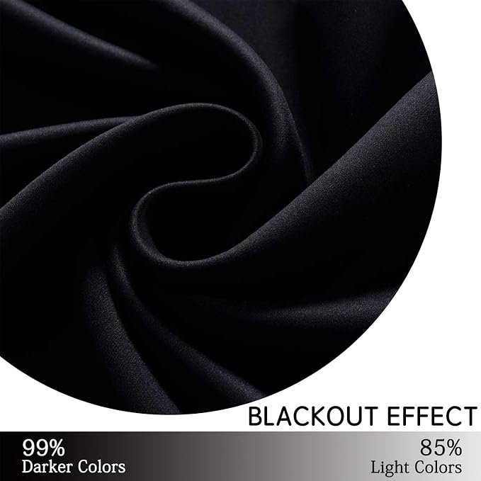 Yakamok Blackout Curtains 38x54 inch Black Thermal Drapes-Bedroom | 2 panels - Image 6