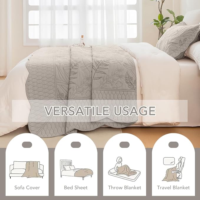 Lady Ann Cal King Bedspreads 118x106, Soft & Lightweight Linen Feel Quilted - Image 9
