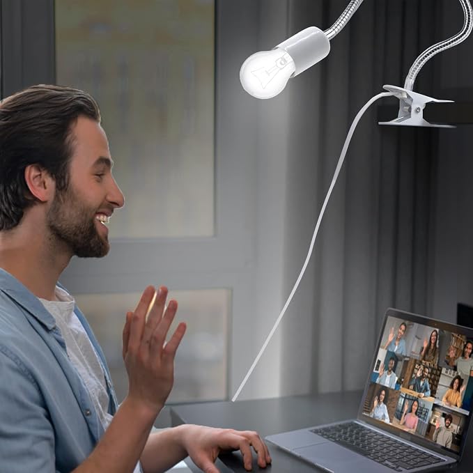 Clip Desk Lamp Socket, 2 Pack Flexible Desk Light Socket, Gooseneck Clip on - Image 8