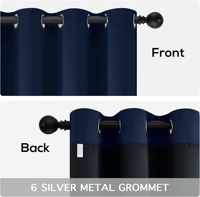 Yakamok Navy Blue Blackout Curtains 63 inches Long - Image 6
