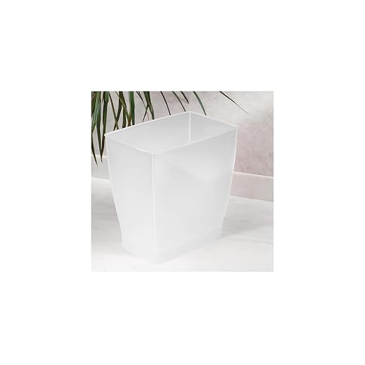 iDesign Small Plastic Bathroom Trash Can, Slim Rectangle, Frost | Bedroom - Image 7