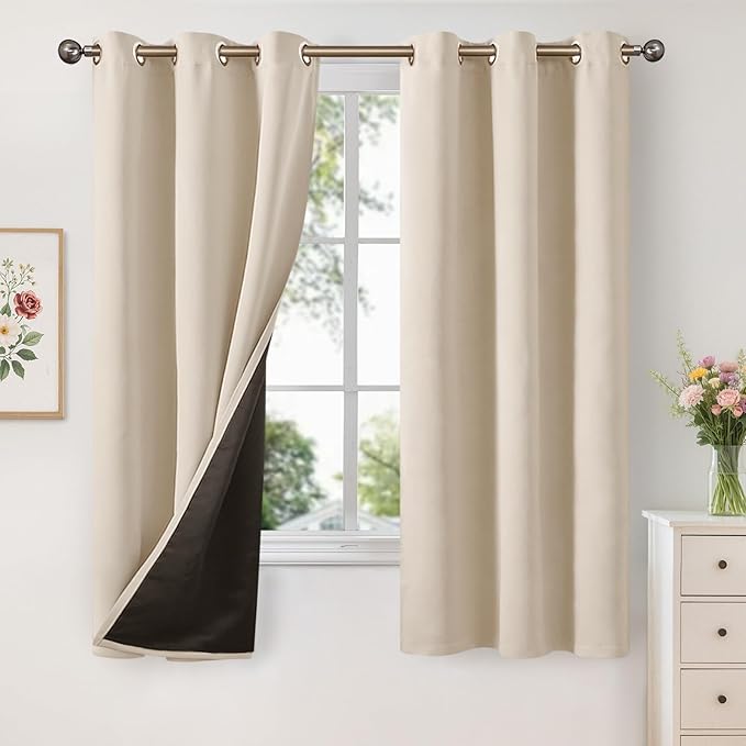 YoungsTex 100% Blackout Curtains 63 Inches Long, Thermal Insulated Black Out by YoungsTex
