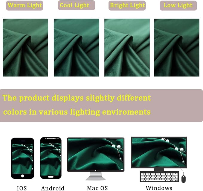 Timeper Green Velvet Curtains W42 x L96 inches 2 Panels, Back Tab & Rod Pocket - Image 7