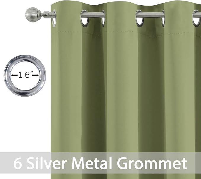 Yakamok Blackout Curtains 38x63 inch Sage Green Thermal Drapes-Bedroom | 2 - Image 2