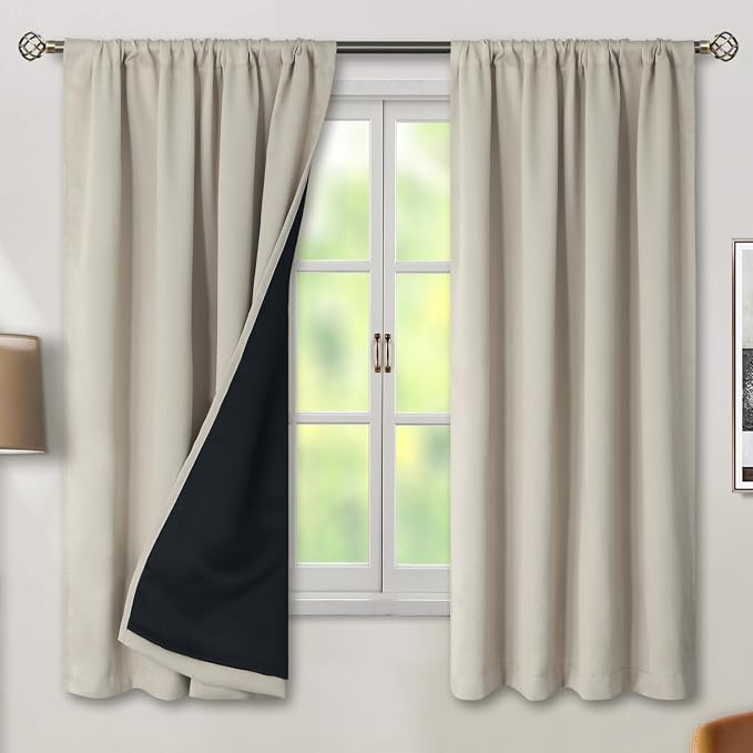 BGment 100% Room Darkening Thermal Insulated Blackout Curtains 63 Inches Long - Image 2