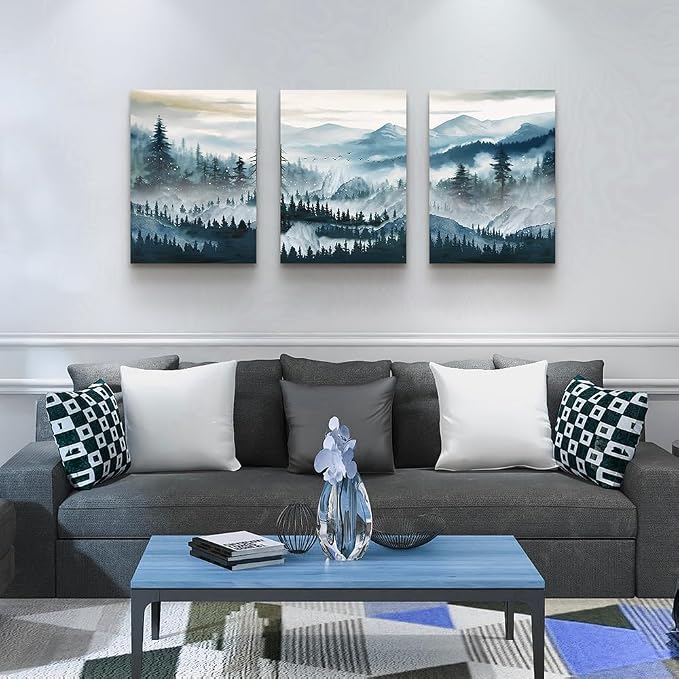 MHARTK66 Wall Art for Bedroom, Mountain Landscape Wall Decor, Large Foggy - Image 2