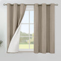 YoungsTex Taupe Linen Blackout Curtains 45 Inch Length, Burlap Short Thermal by YoungsTex