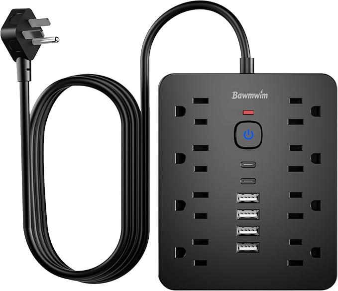2 Pack Surge Protector Power Strip, 8 Outlets, 6 USB Charging Ports, 6FT Flat by BawmwimDirect