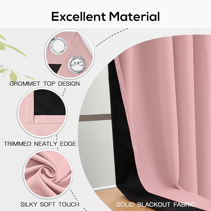 Yakamok Peach Pink Blackout Curtains 84 inches Long - Image 6