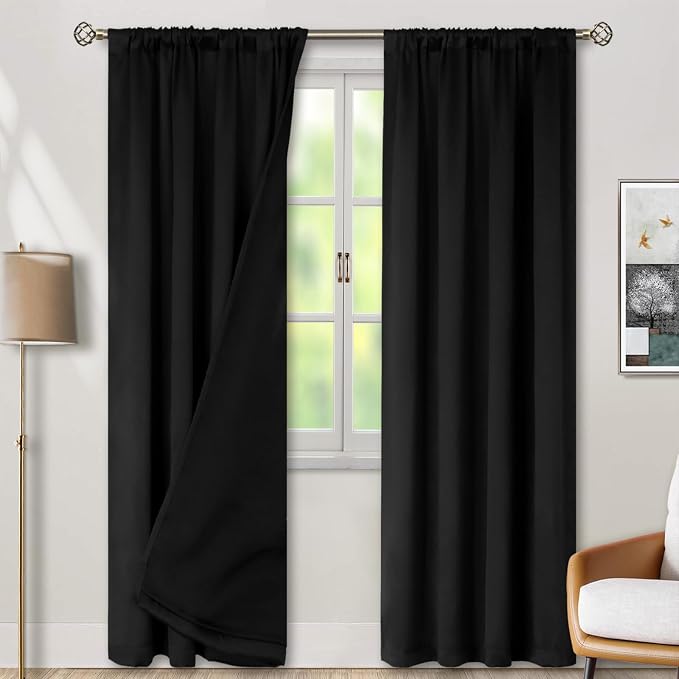 BGment Black Blackout Curtains for Bedroom 90 Inch Length 2 Panels | Thermal by BGment
