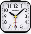 Peakeep Small Battery Operated Analog Travel Alarm Clock Silent | No Ticking by PEAKEEP